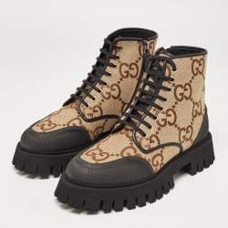 Gucci Beige Jumbo GG Canvas Ankle Boots